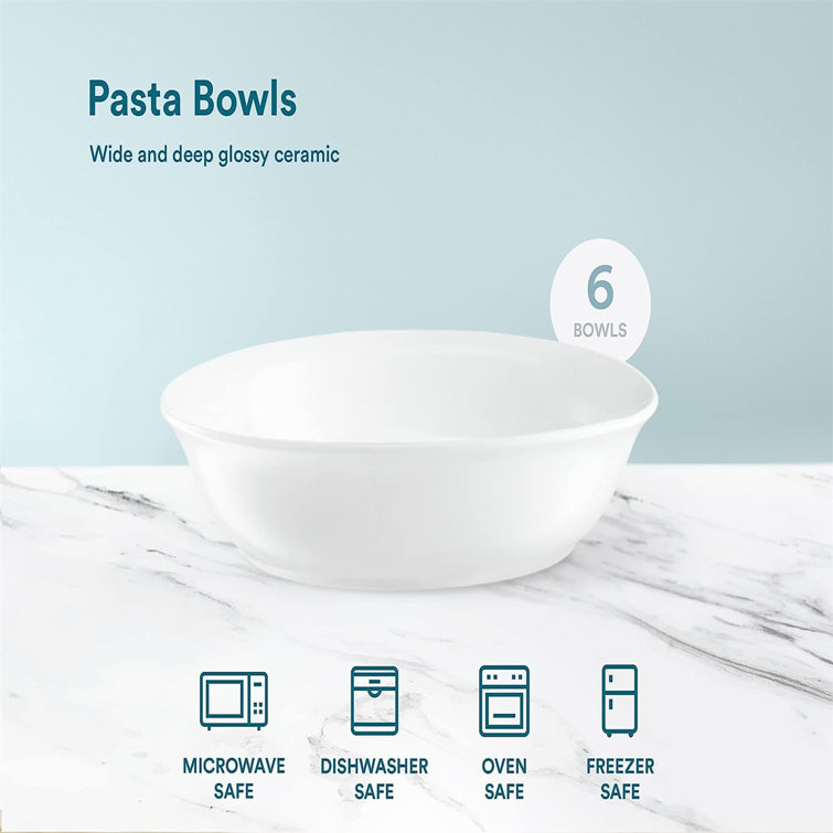 Hokku Designs Ceramic Large Pasta Bowls, Microwave And Dishwasher Safe